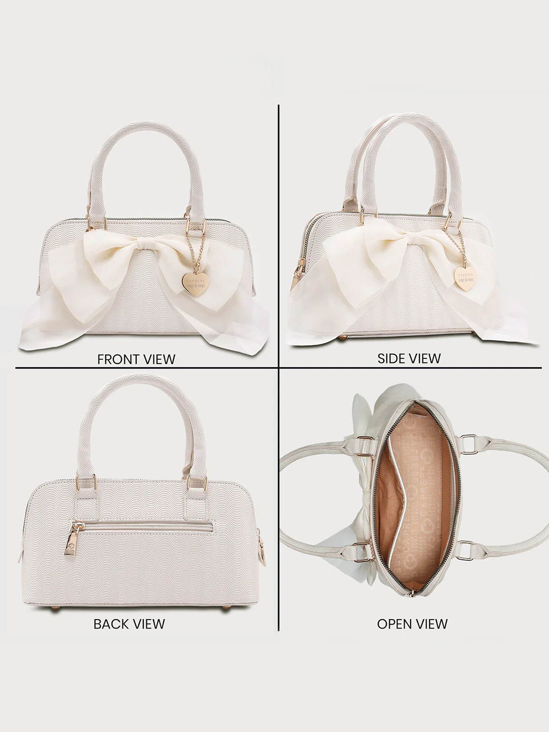 Caprese Ellie Small Beige Satchel Bag - Image 10