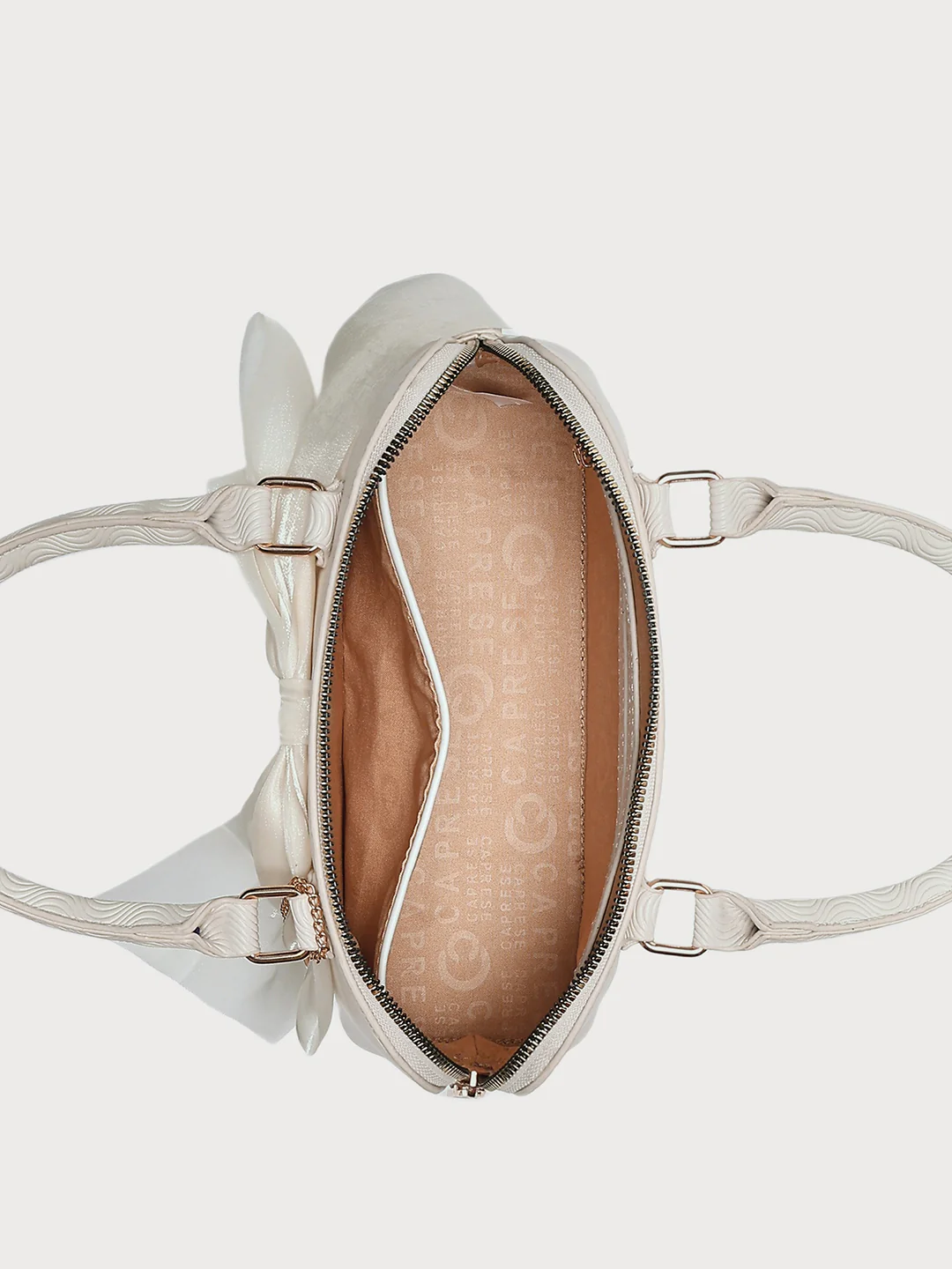 Caprese Ellie Small Beige Satchel Bag - Image 14