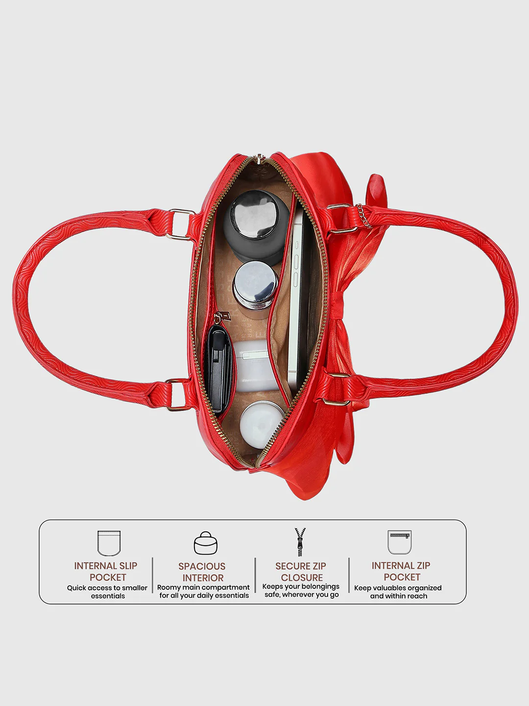 Caprese Ellie Small Red Satchel Bag - Image 4