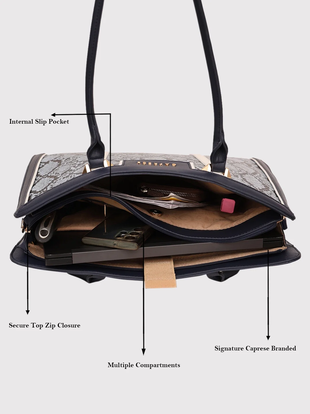 Caprese Ellis Large Navy Laptop Bag - Image 8