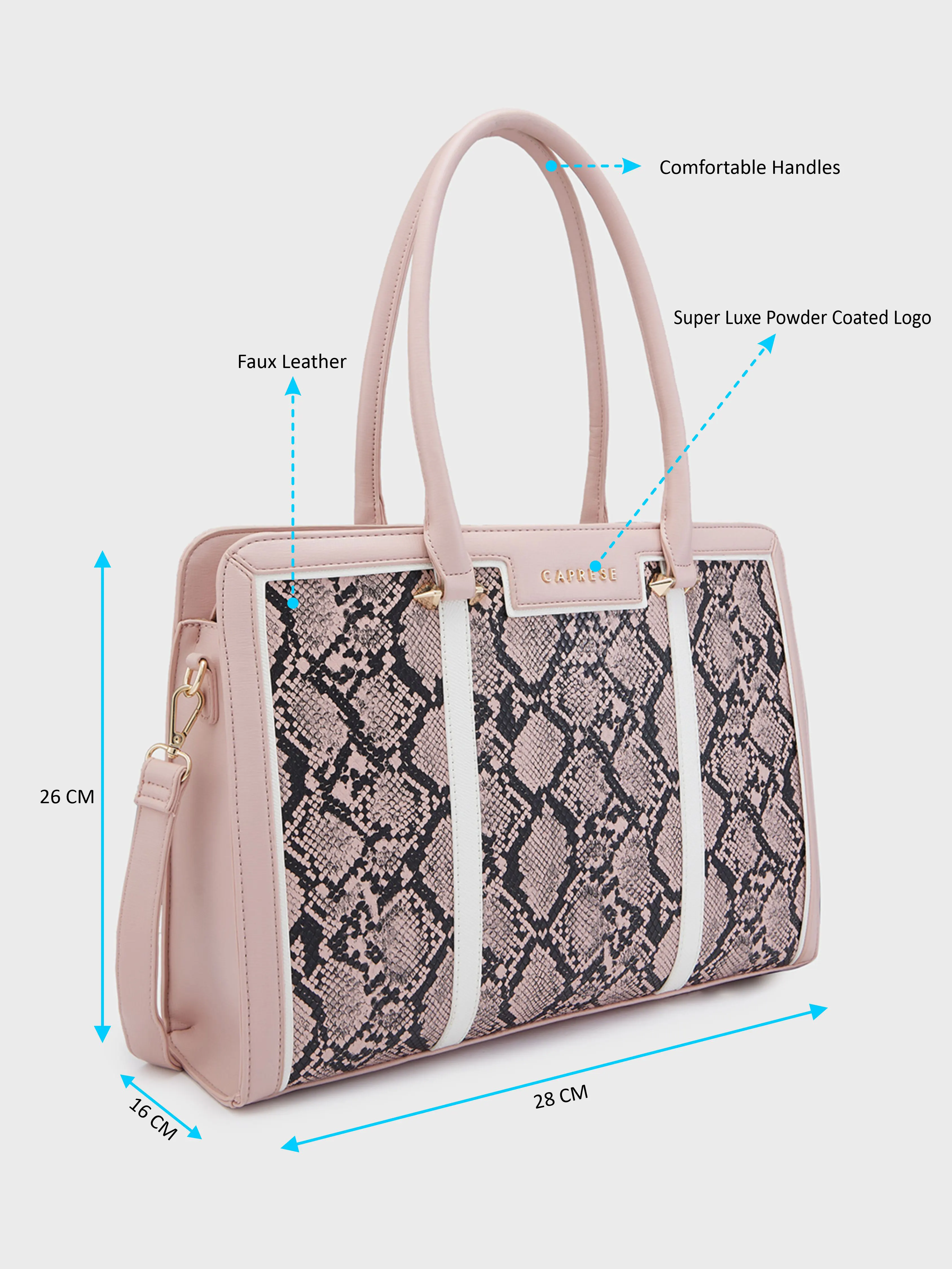 Caprese Ellis Large Pink Laptop Bag - Image 6
