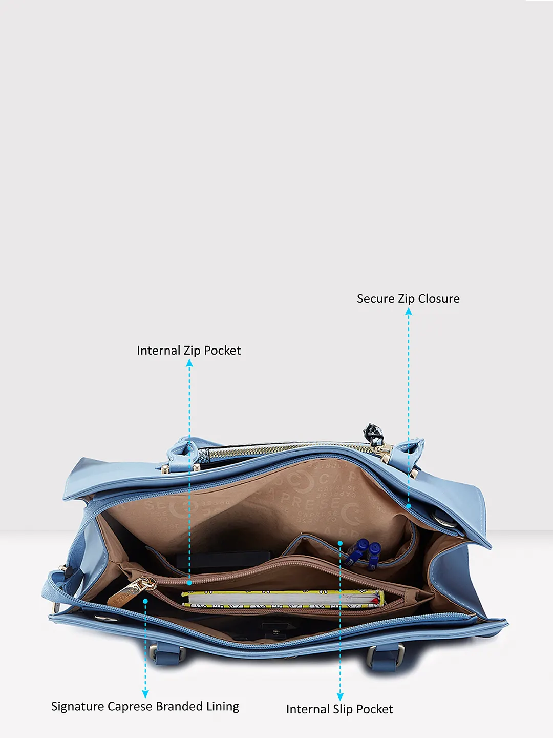 Caprese Ellis Large Blue Satchel Bag - Image 9