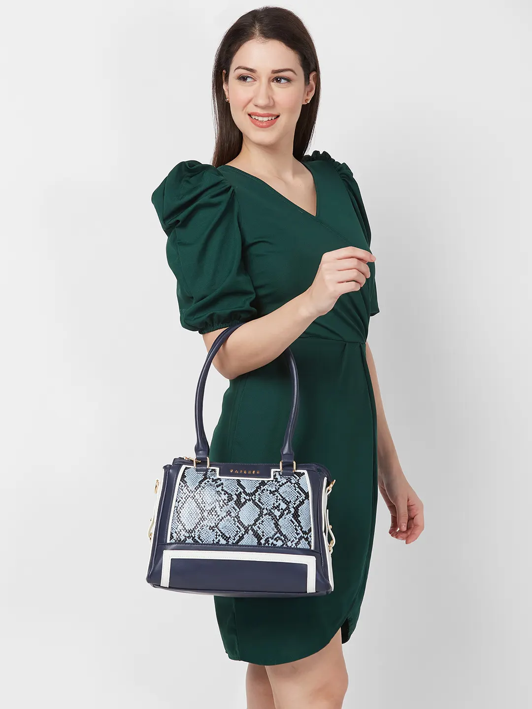 Caprese Ellis Medium Navy Satchel Bag - Image 12