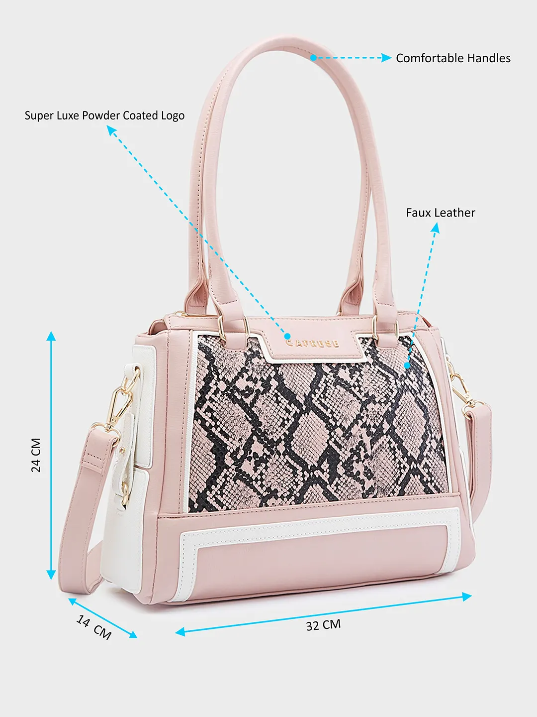 Caprese Ellis Medium Pink Satchel Bag - Image 7