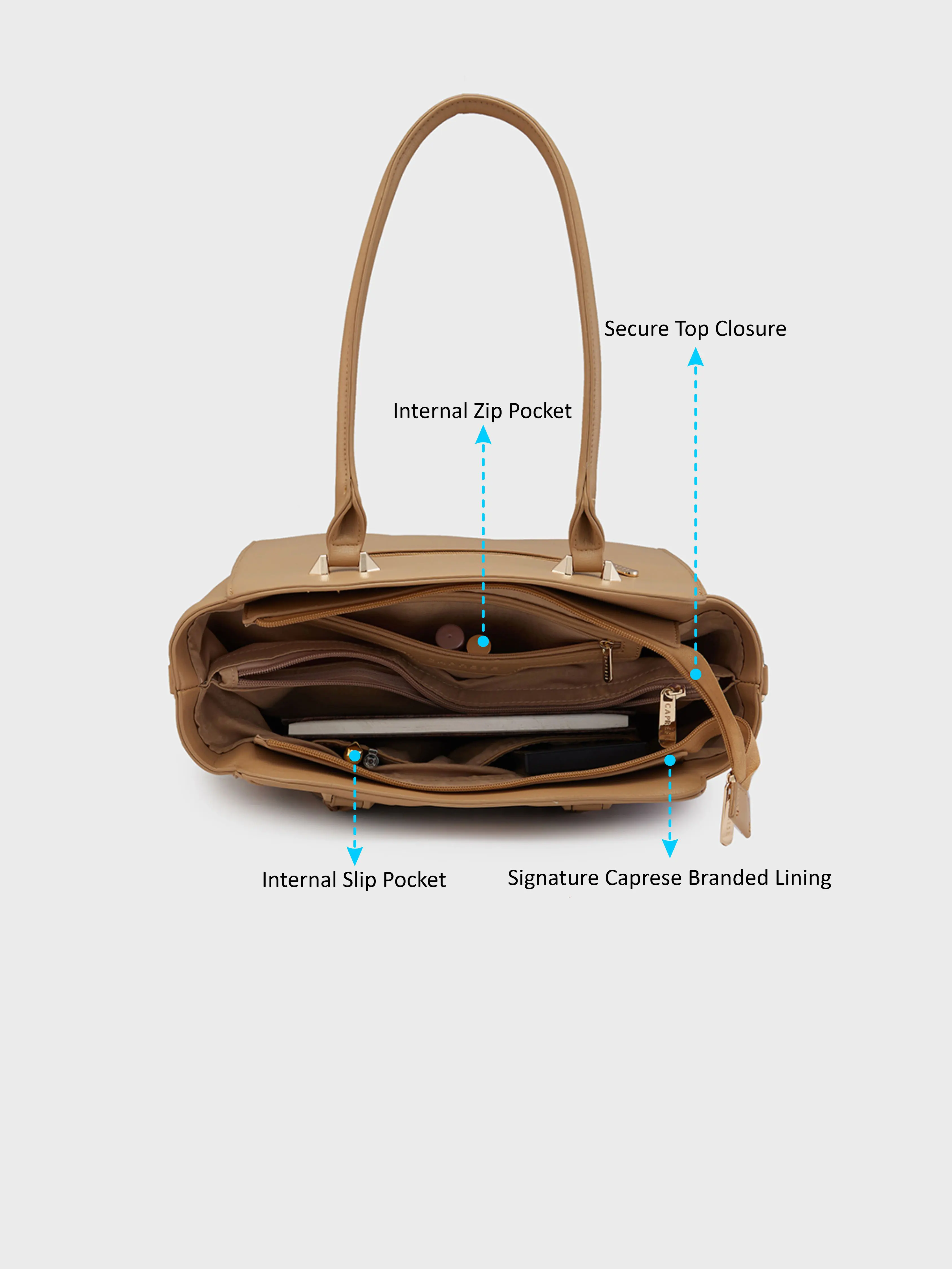 Caprese Ellis Large Fawn Tote Bag - Image 9