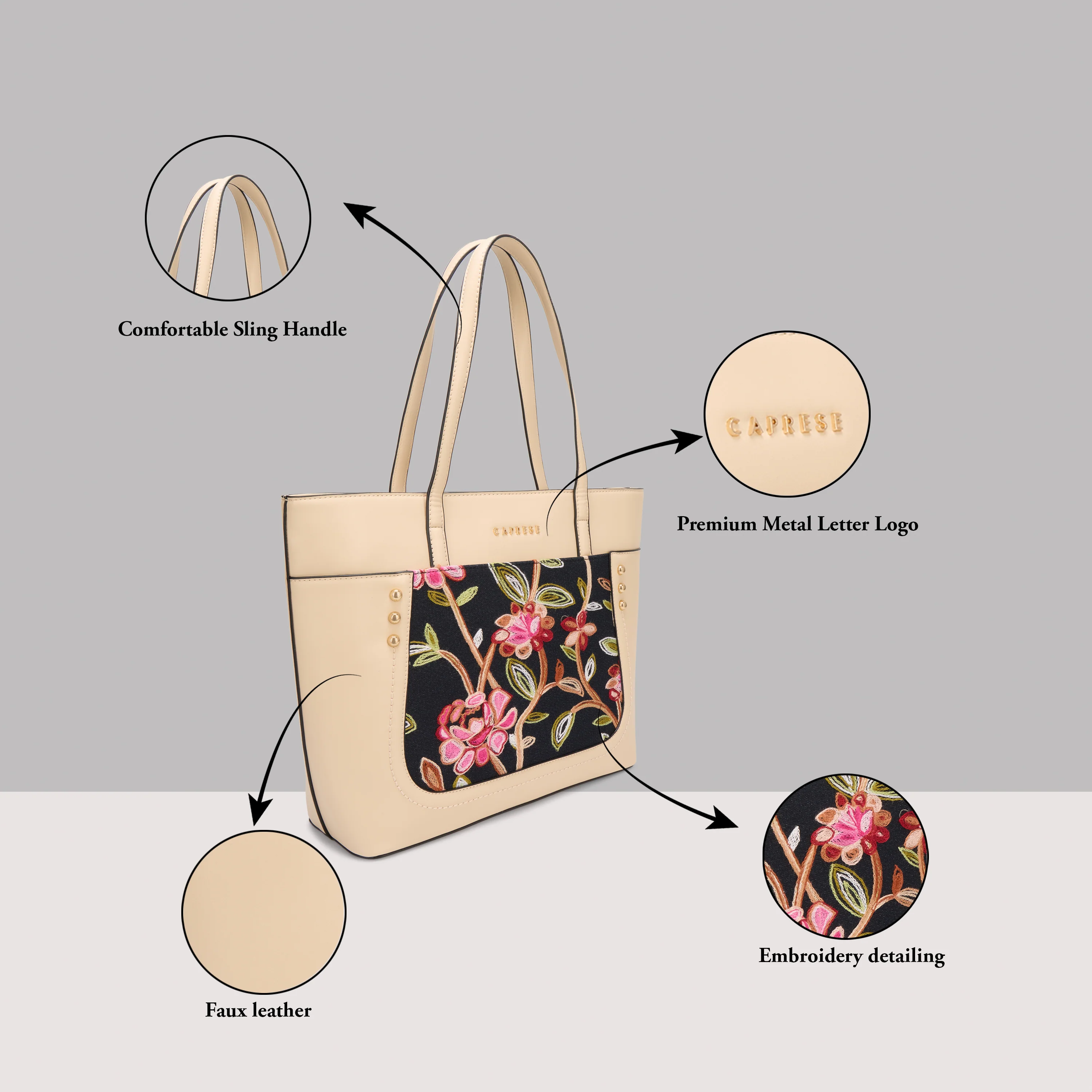 Caprese Elsa Large Alpine Oat Tote Bag - Image 12