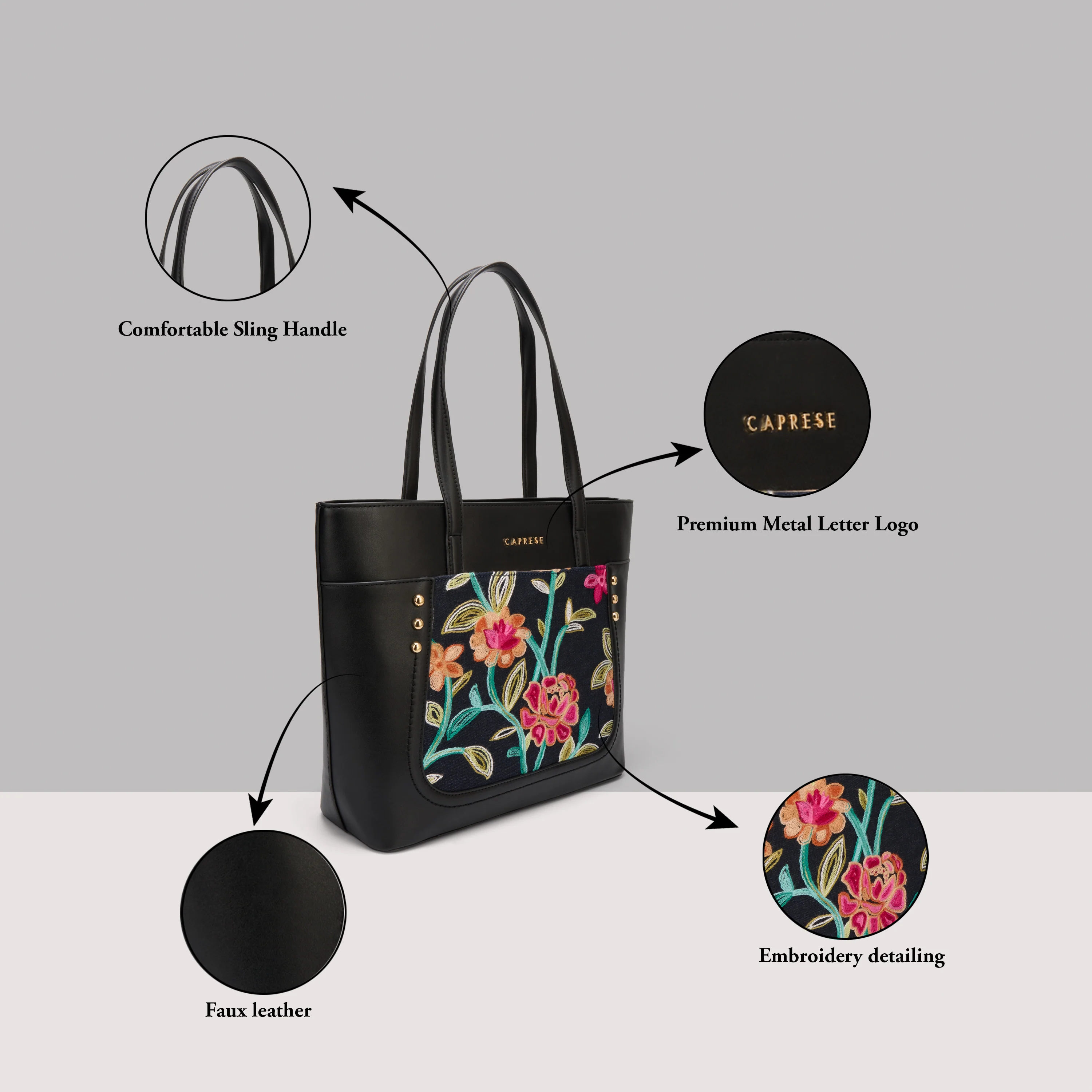 Caprese Elsa Large Black Tote Bag - Image 11
