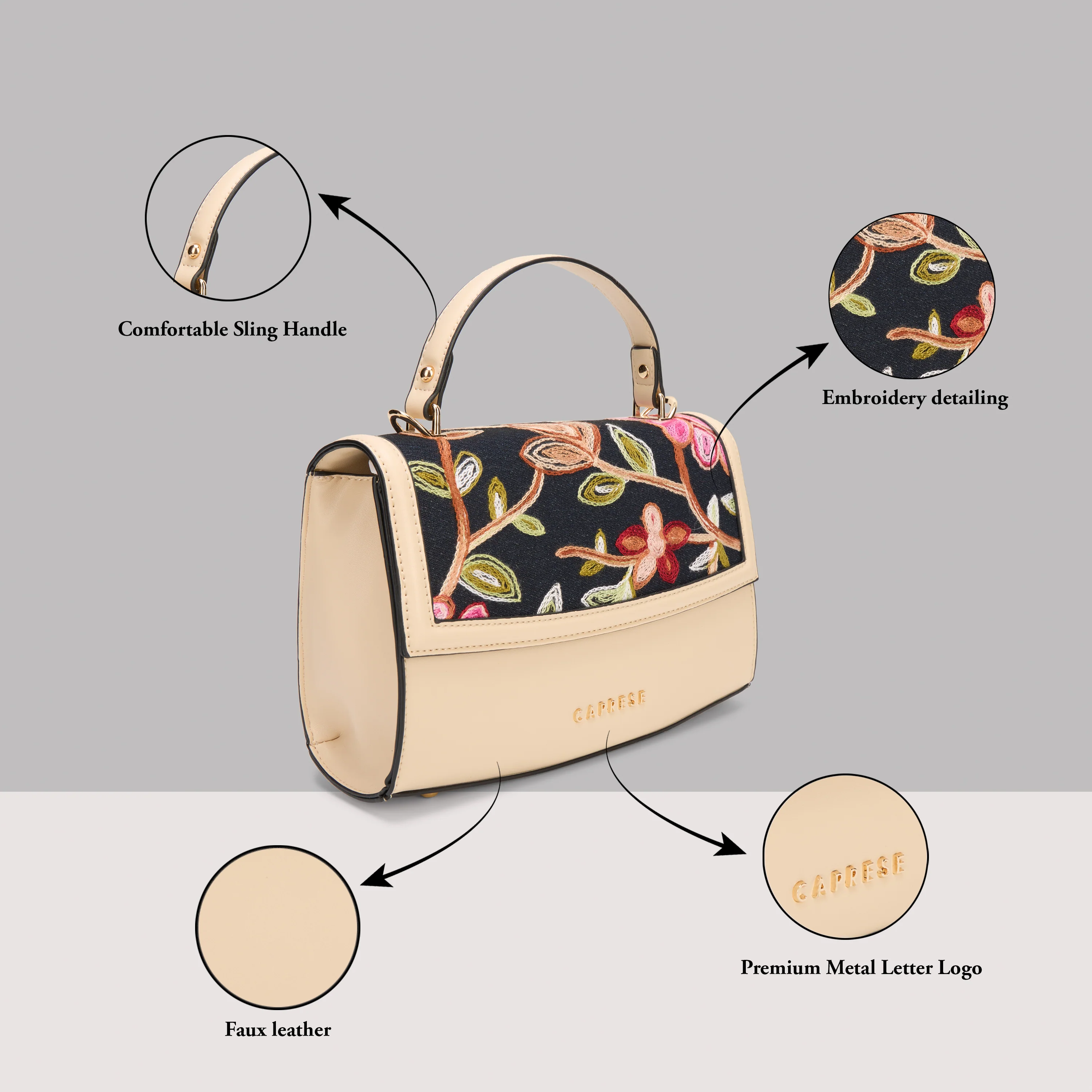 Caprese Elsa Medium Alpine Oat Sling Bag - Image 7