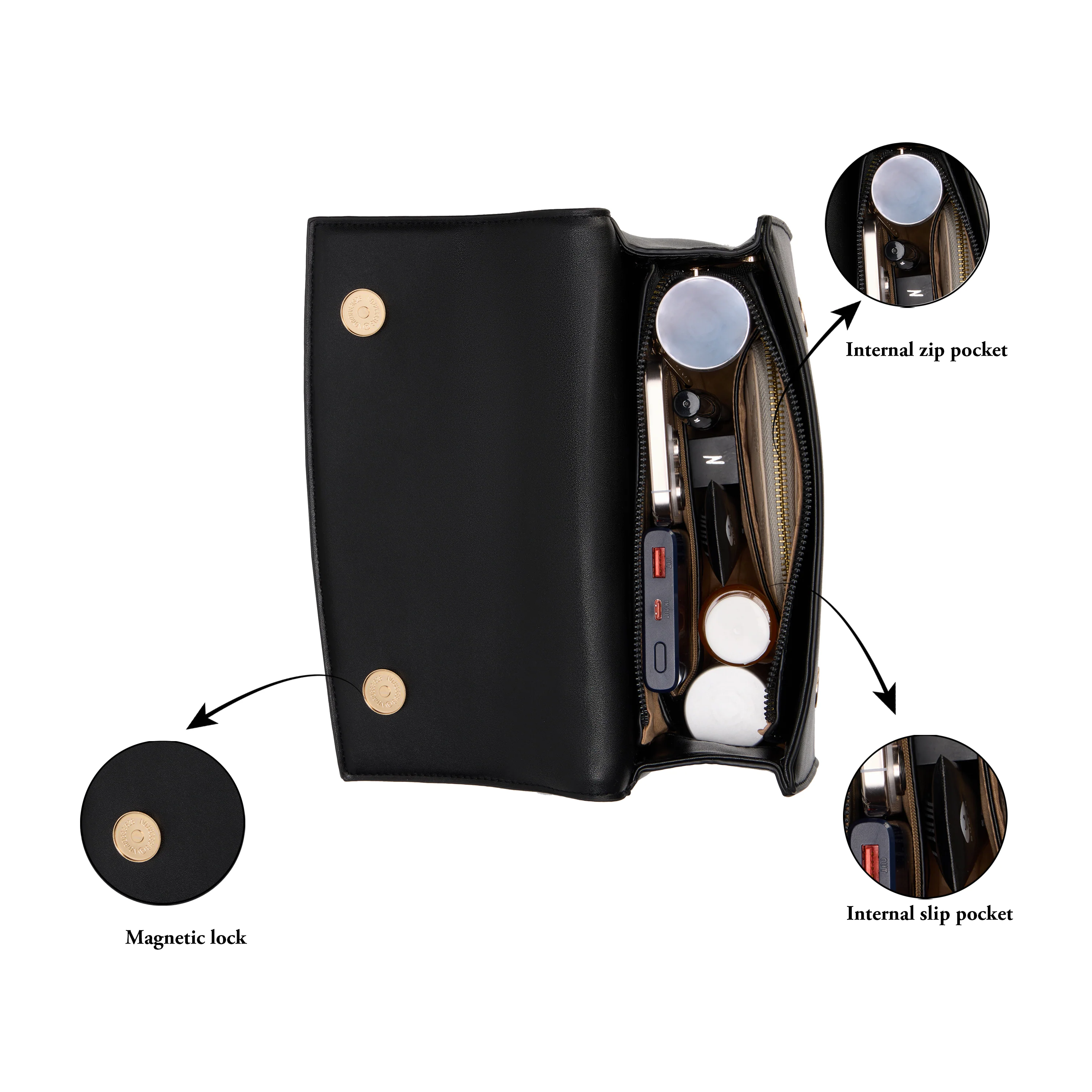 Caprese Elsa Medium Black Sling Bag - Image 12