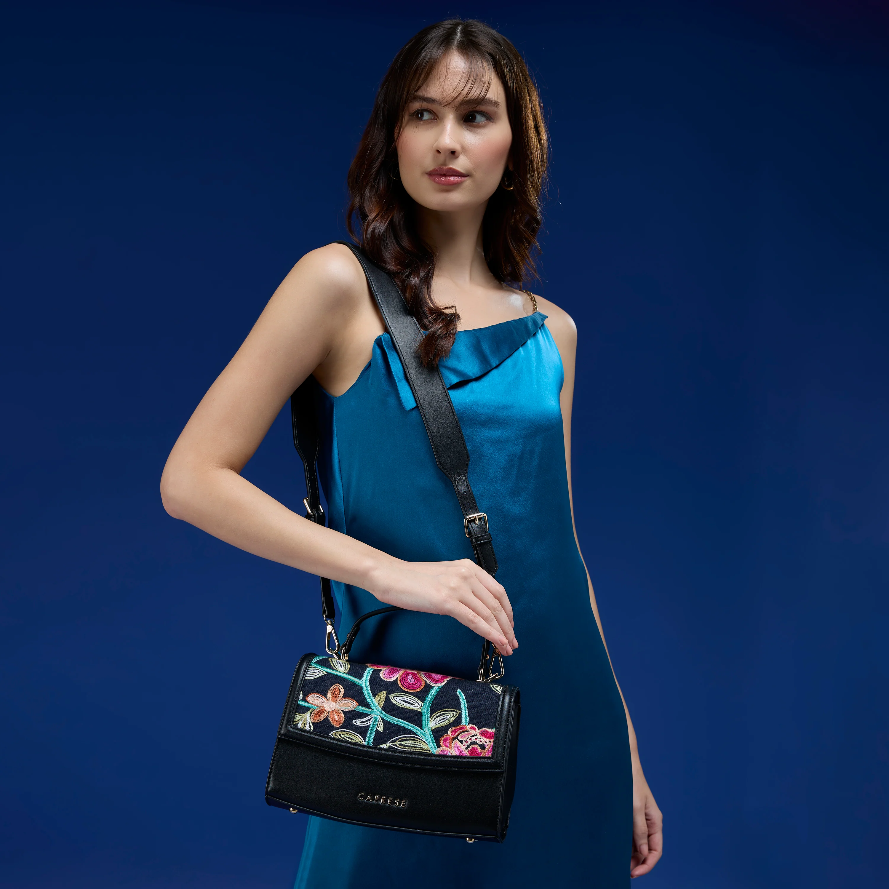 Caprese Elsa Medium Black Sling Bag - Image 15