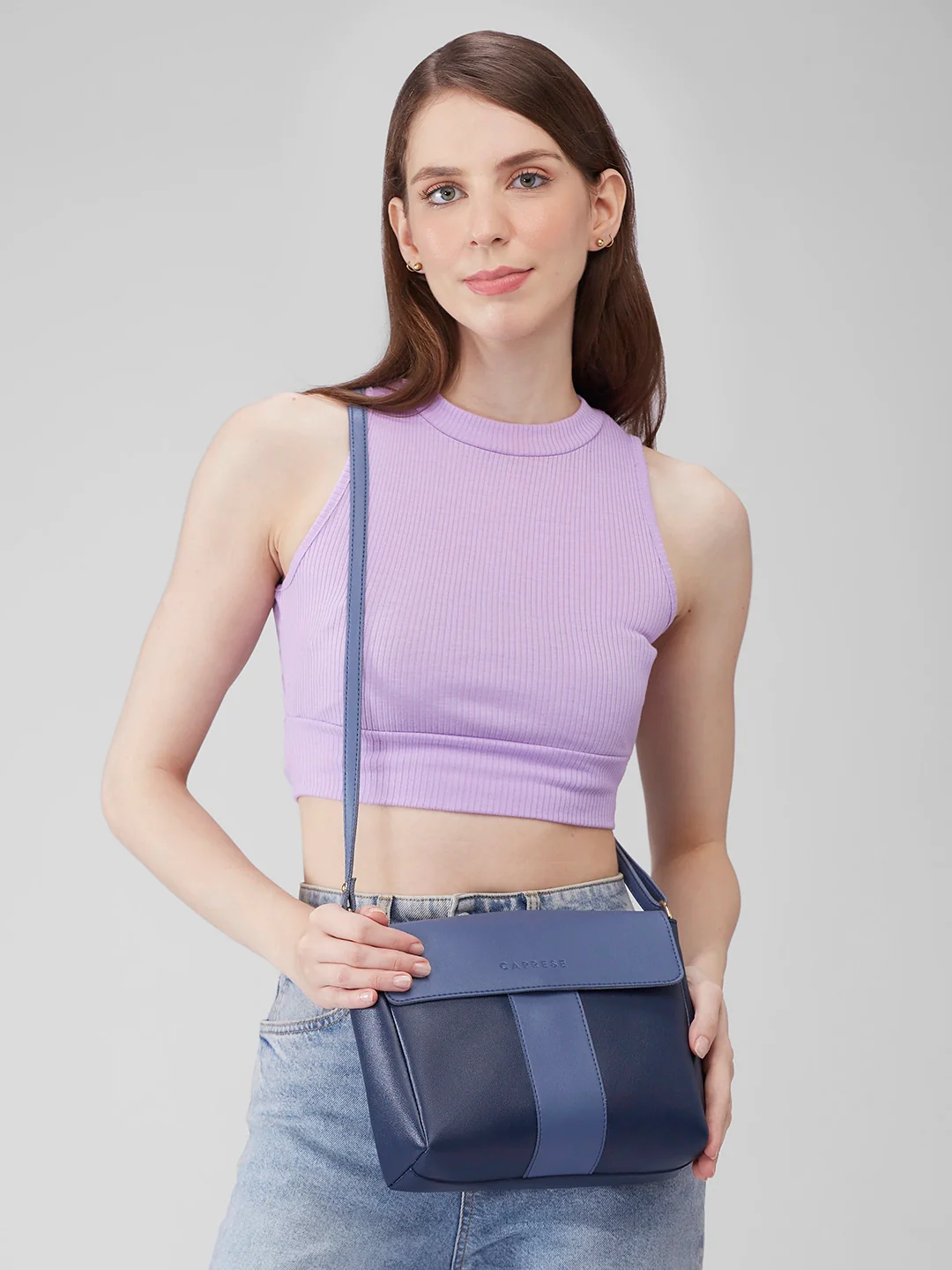 Caprese Elsie Large Blue & Navy Sling Bag - Image 2
