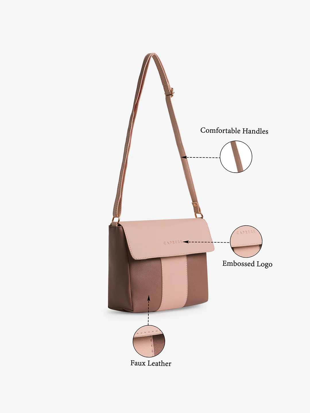 Caprese Elsie Large Pink & Blush Sling Bag - Image 3