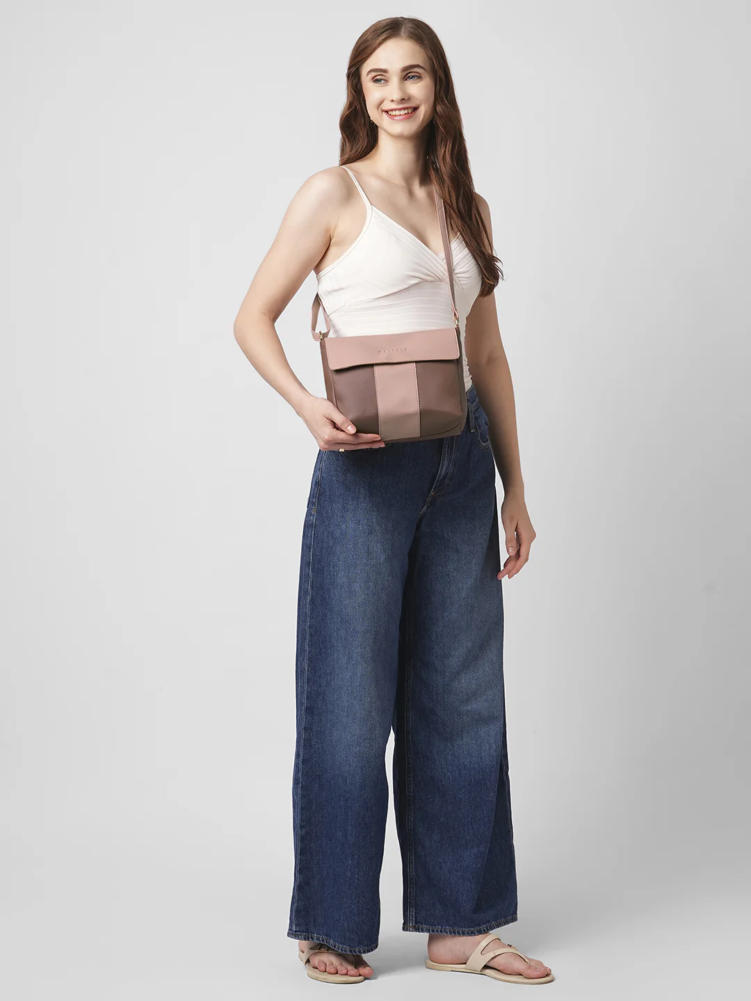 Caprese Elsie Large Pink & Blush Sling Bag - Image 7