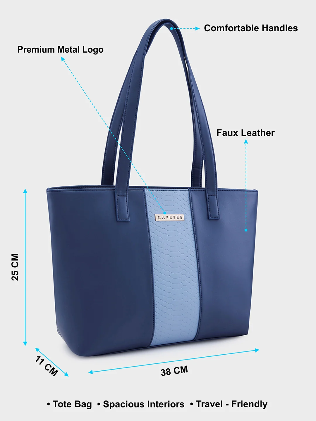 Caprese Elsie Medium Blue Tote Bag - Image 4