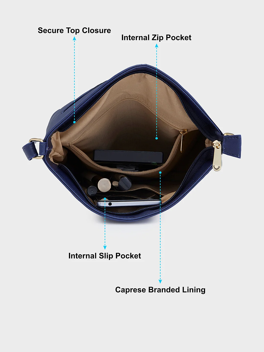 Caprese Elsy Large Midnight Sling Bag - Image 9