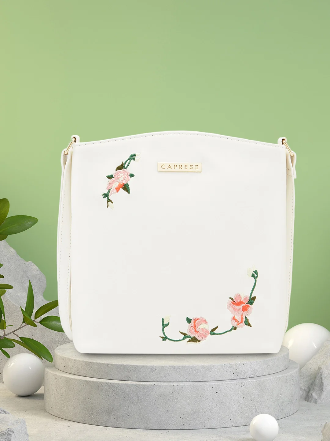 Caprese Elsy Large White Sling Bag