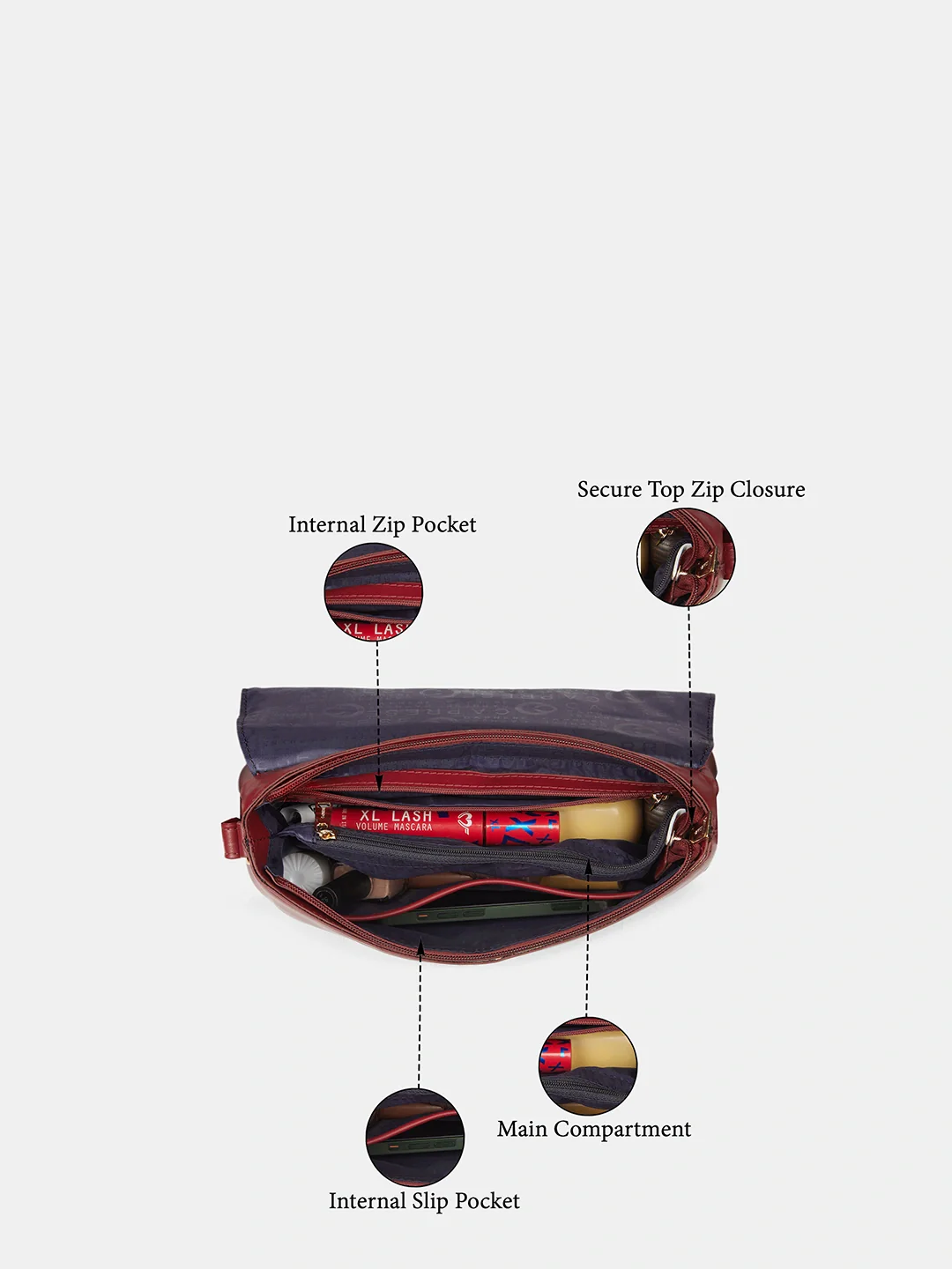 Caprese Elyna Medium Red Sling Bag - Image 4