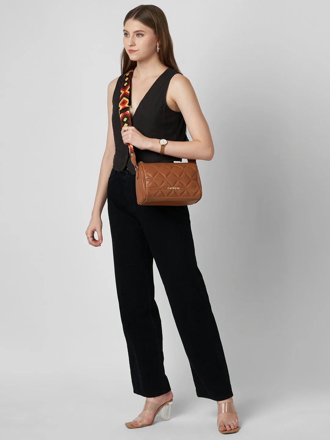 Caprese Elyna Medium Tan Crossbody Bag - Image 8