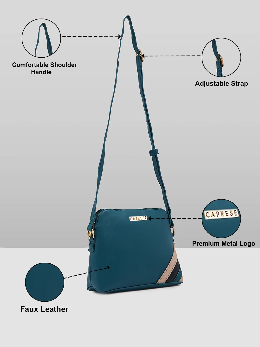 Caprese Ember Medium Green Sling Bag - Image 4