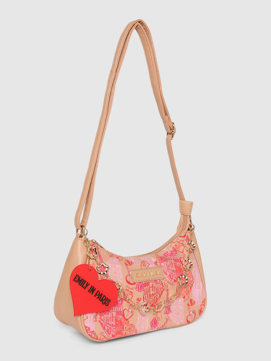 Caprese Emily In Paris Printed Beige Hobo Bag - Image 5
