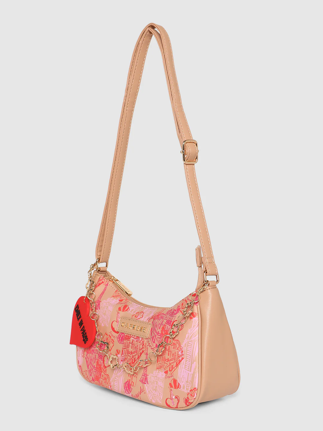 Caprese Emily In Paris Printed Beige Hobo Bag - Image 6