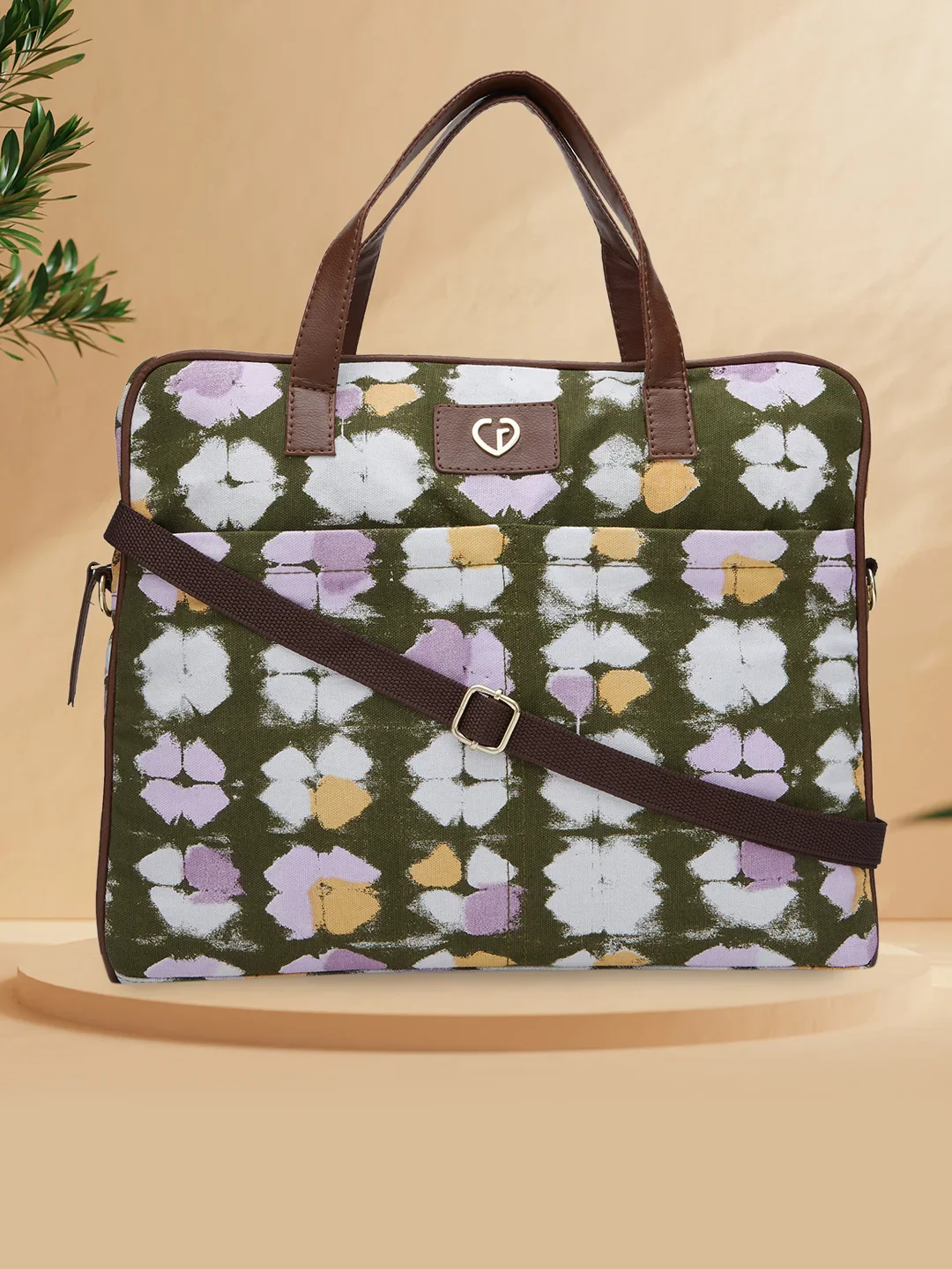 Caprese Enora Large Olive Laptop Bag - Image 2