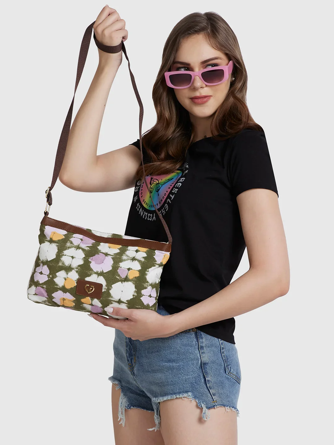 Caprese Enora Large Black Sling Bag - Image 3