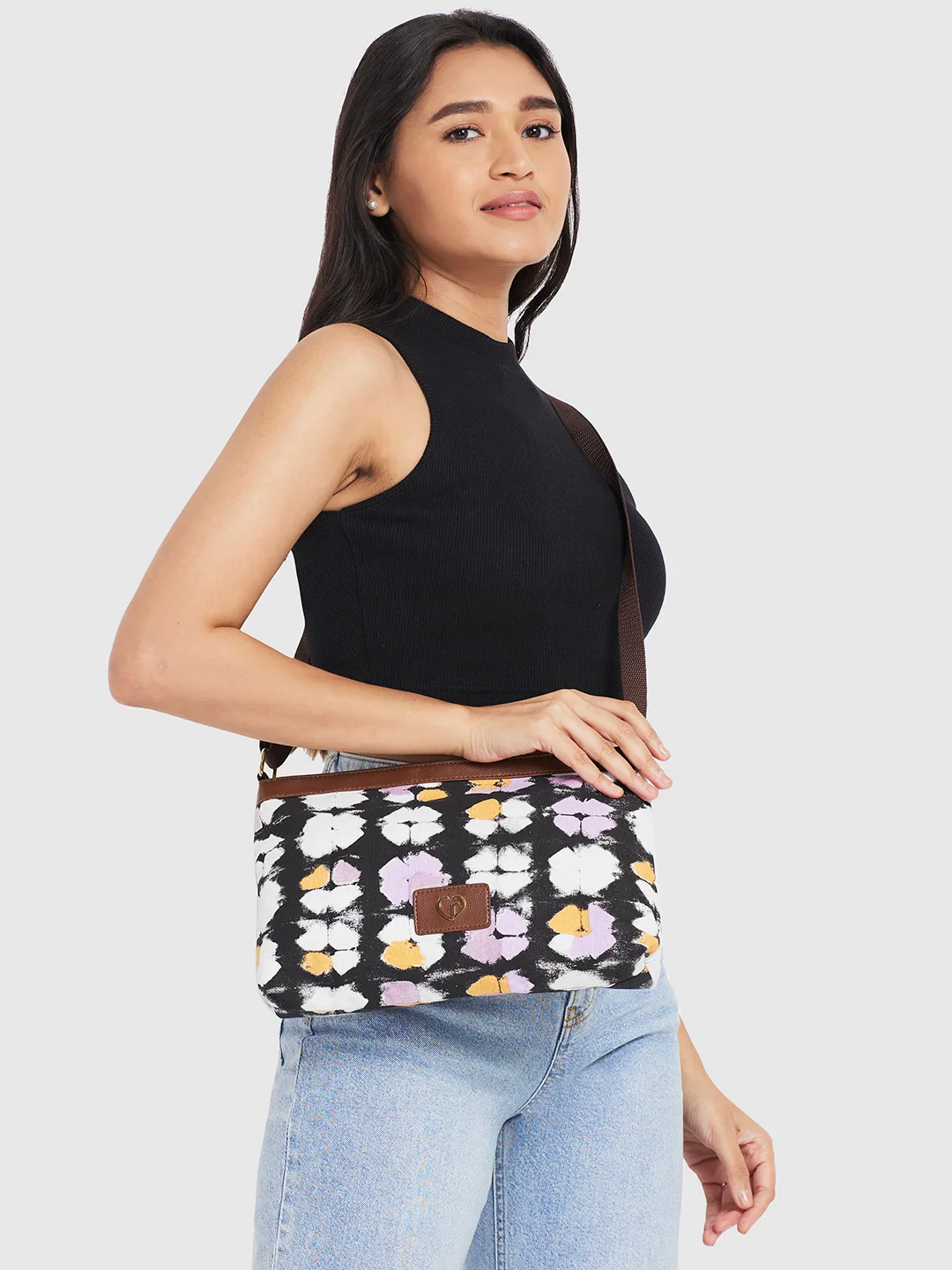 Caprese Enora Large Black Sling Bag - Image 33