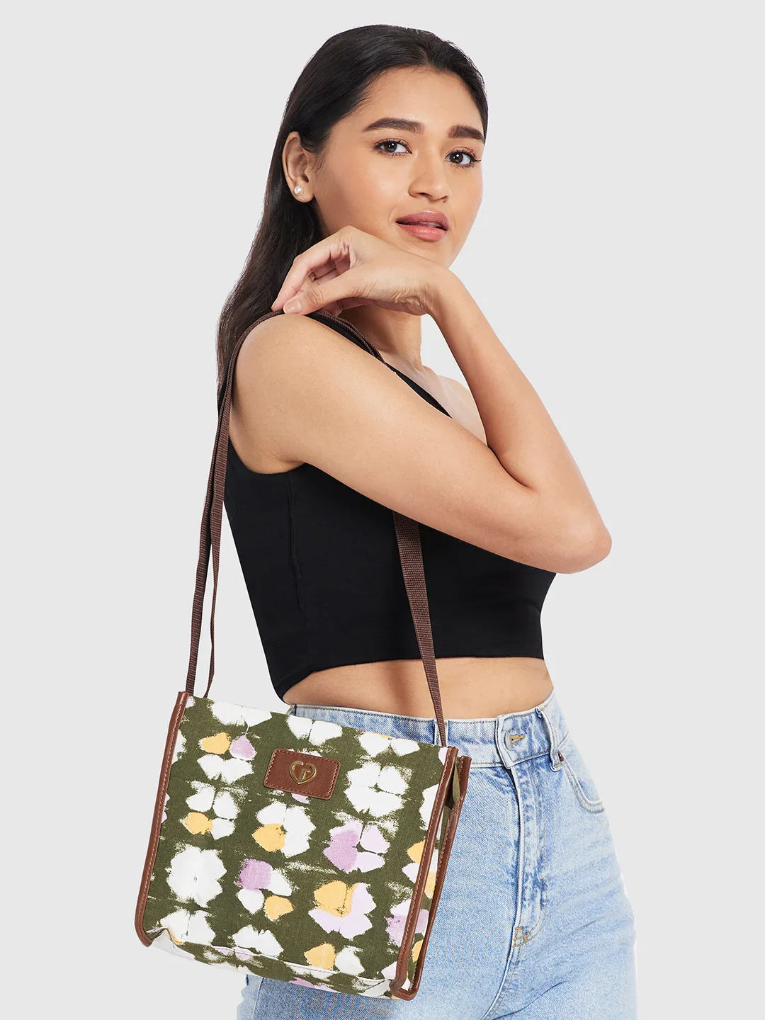 Caprese Enora Medium Olive Sling Bag - Image 2