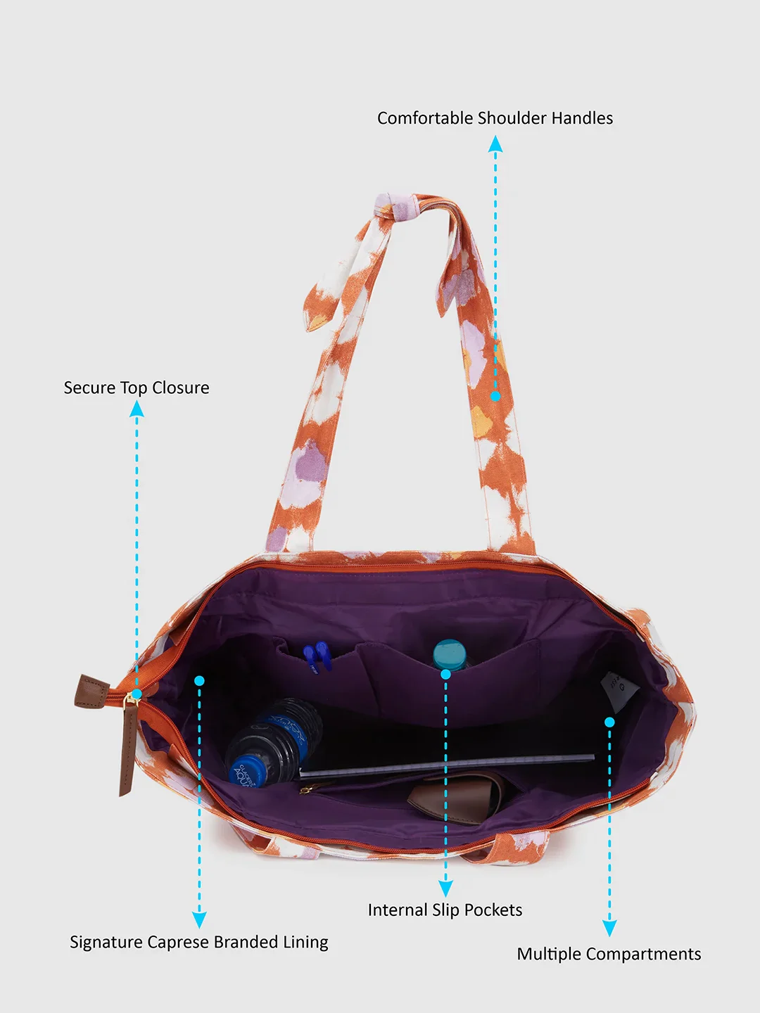 Caprese Enora Large Rust Tote Bag - Image 6