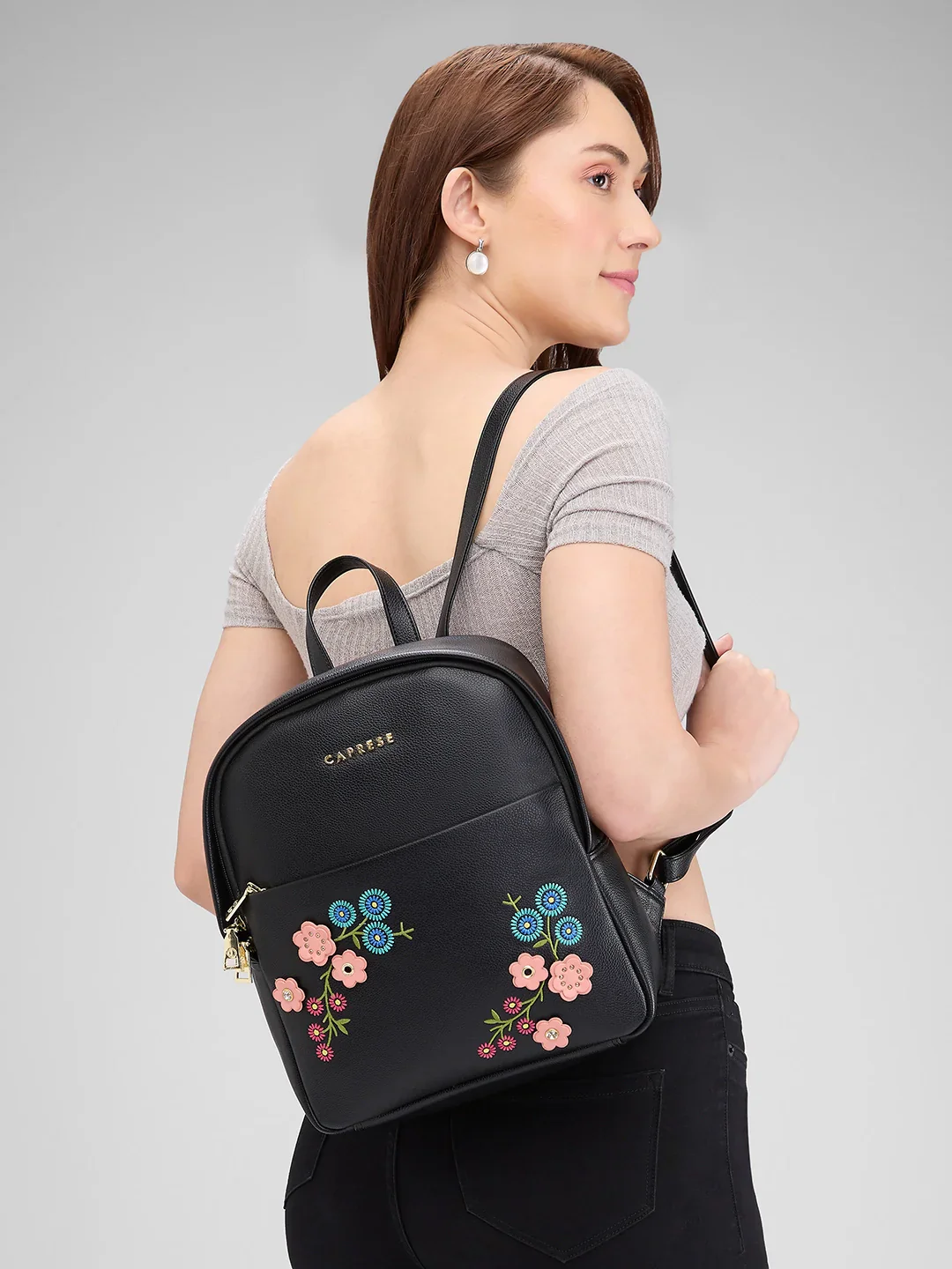 Caprese Erica Medium Black Backpack - Image 12