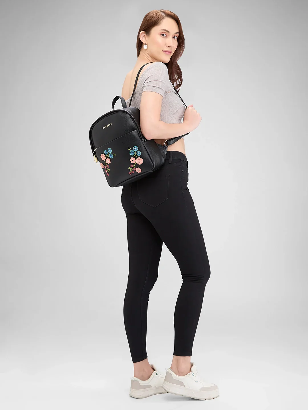 Caprese Erica Medium Black Backpack - Image 2