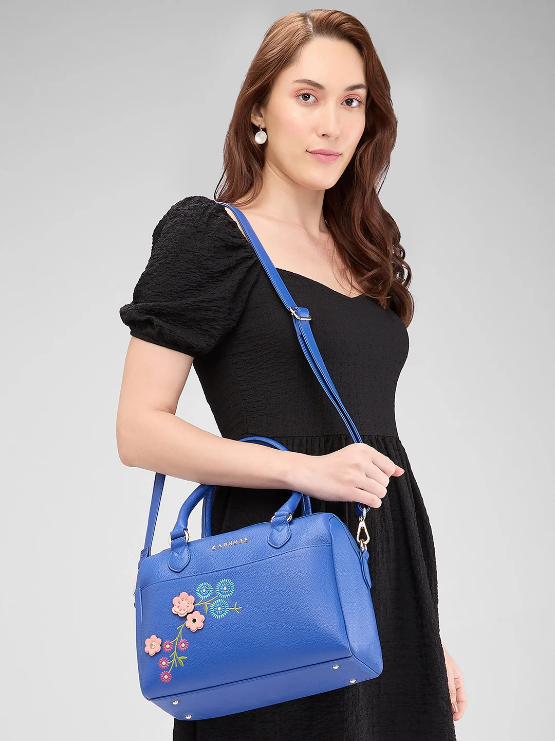Caprese Erica Medium Blue Satchel Bag - Image 11