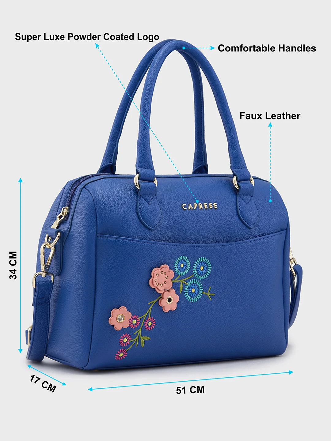 Caprese Erica Medium Blue Satchel Bag - Image 6
