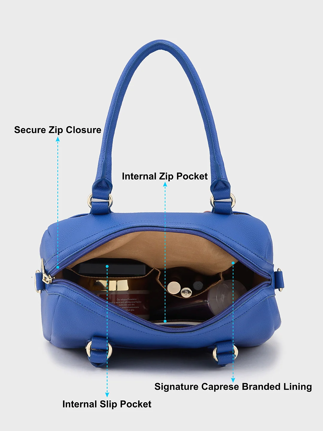Caprese Erica Medium Blue Satchel Bag - Image 7