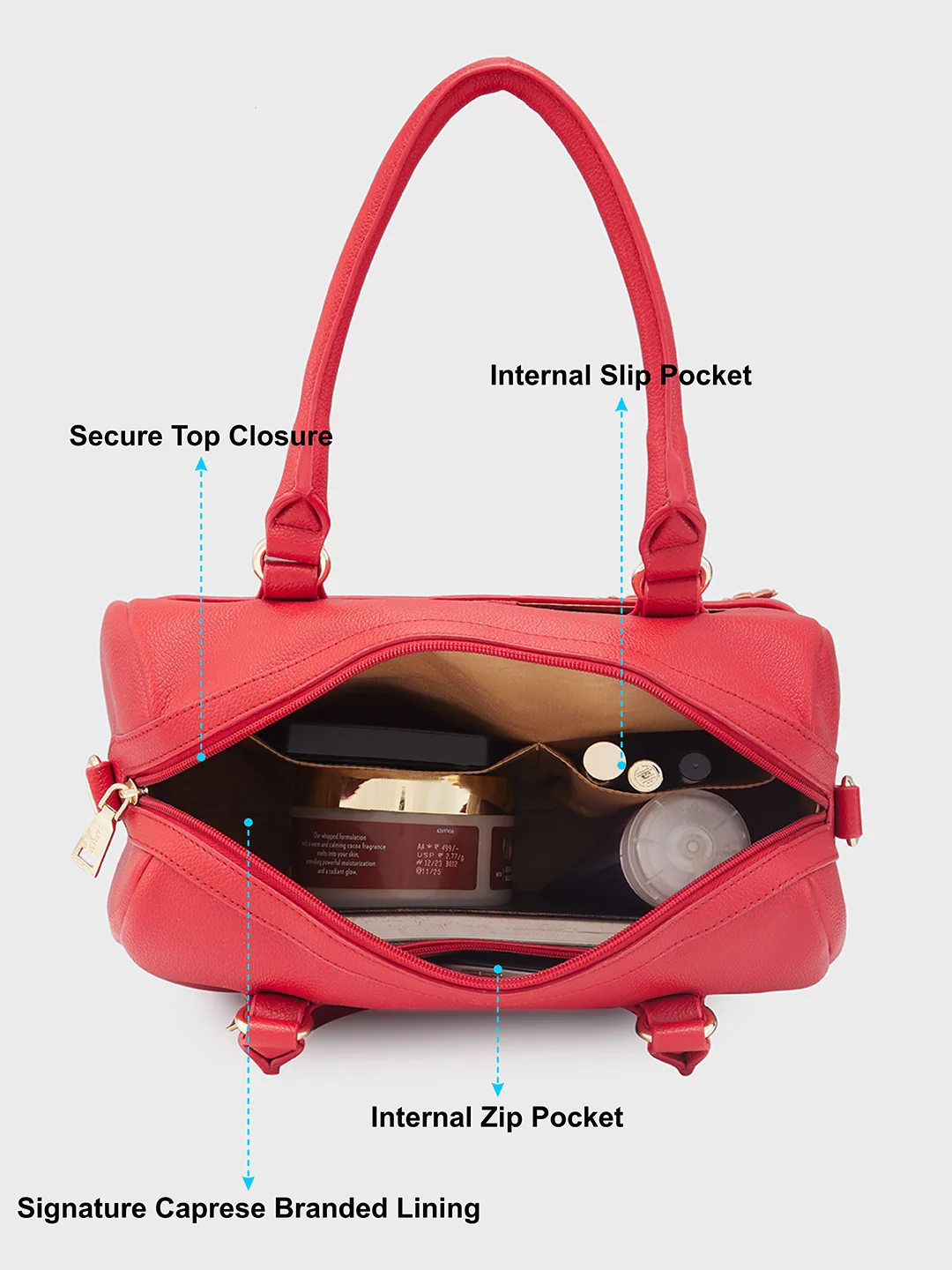 Caprese Erica Medium Maroon Satchel Bag - Image 8