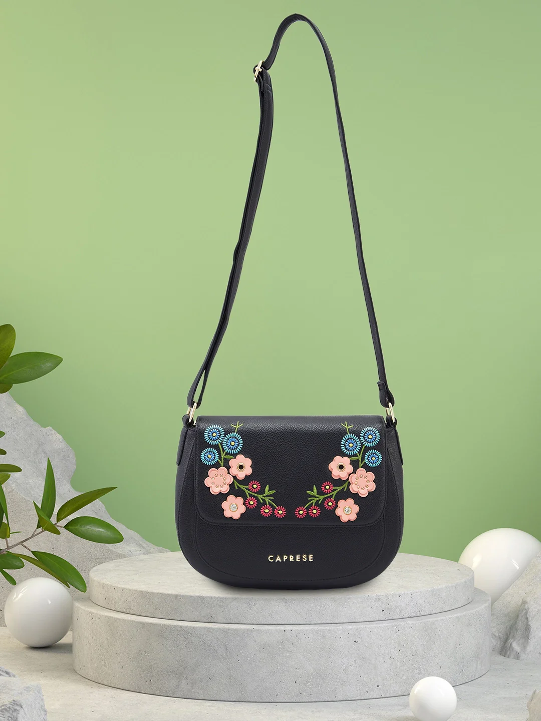 Caprese Erica Medium Black Sling Bag - Image 2