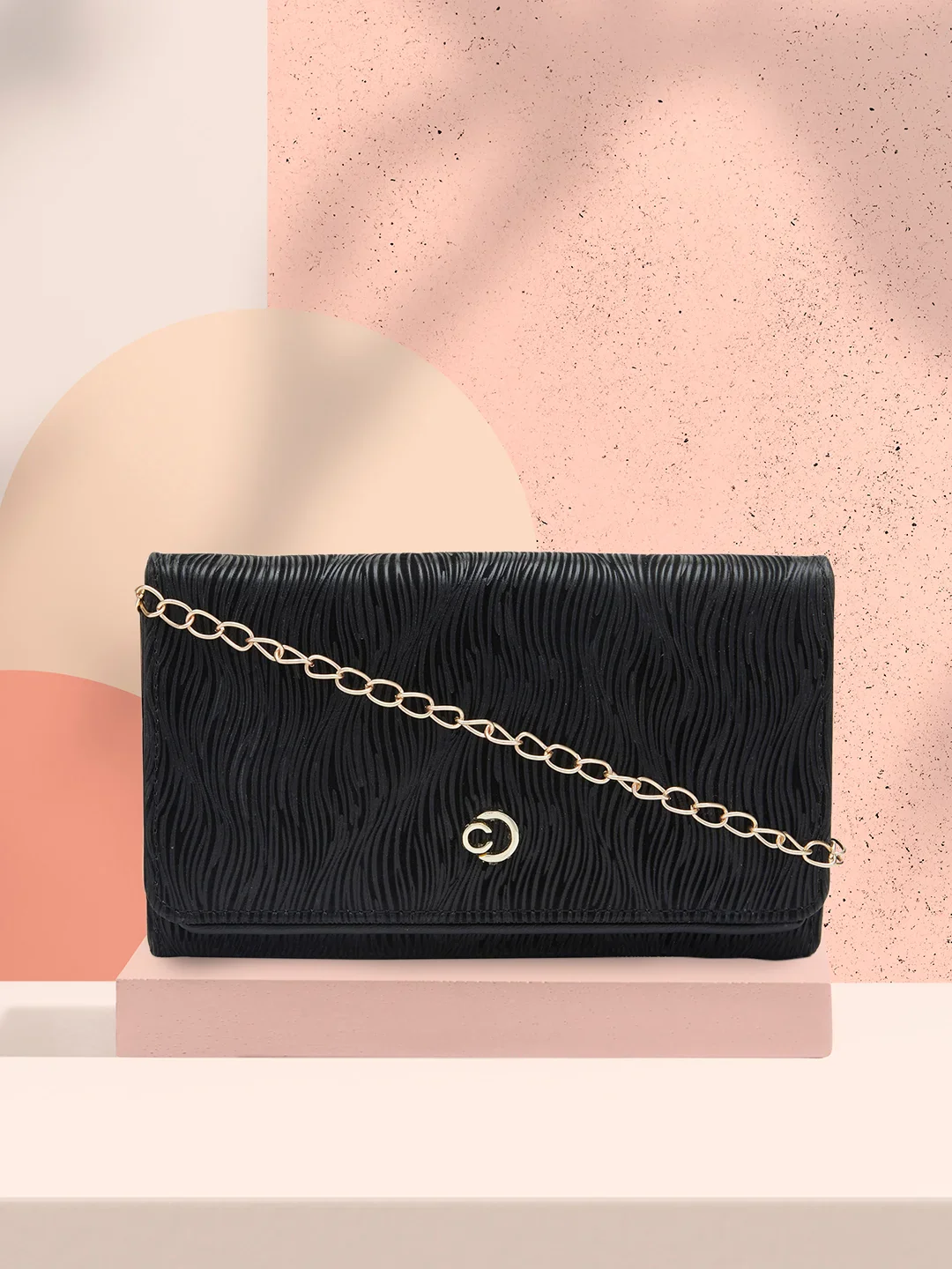 Caprese Eryka Medium Black Clutch - Image 2