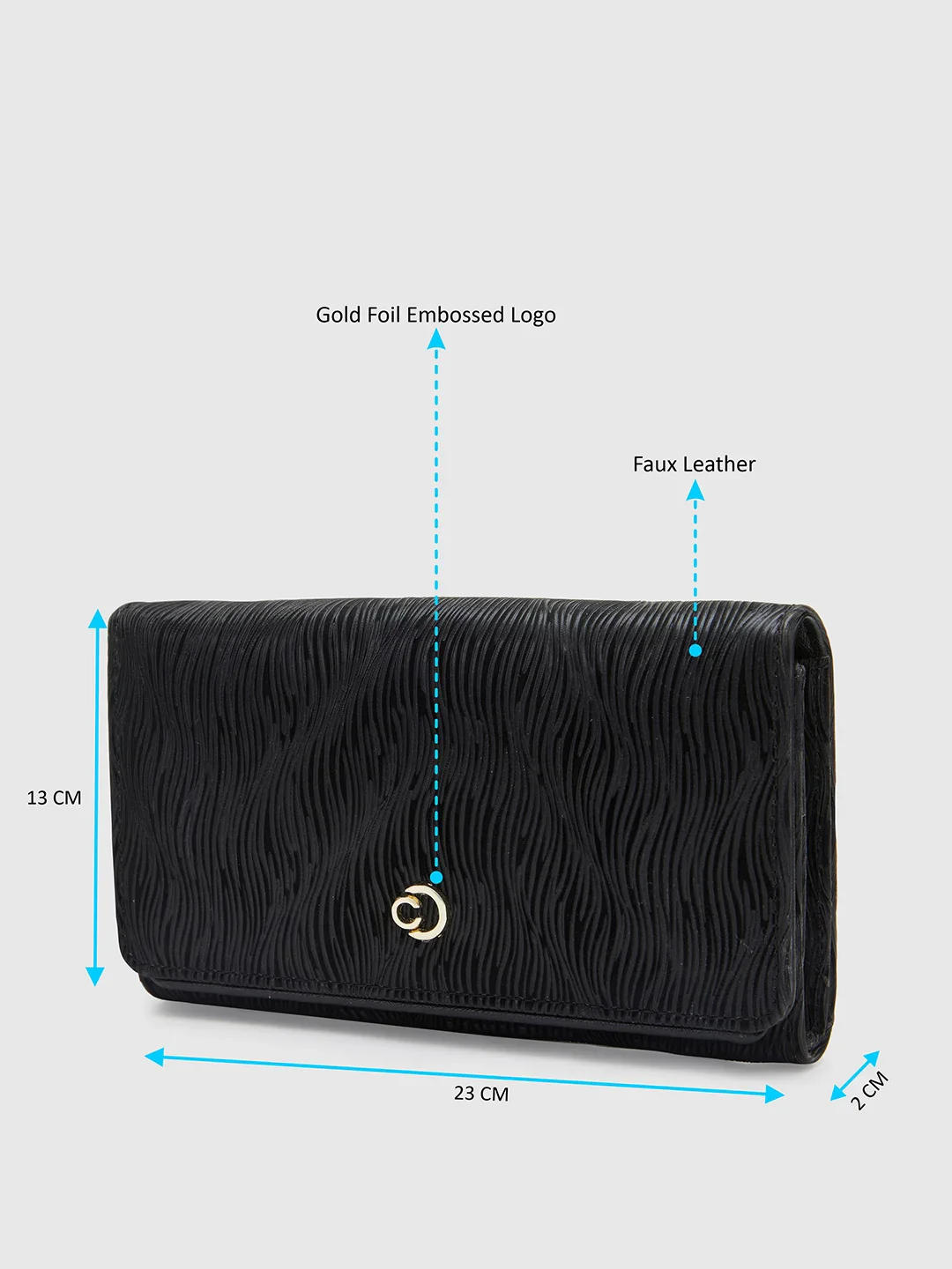 Caprese Eryka Medium Black Clutch - Image 4