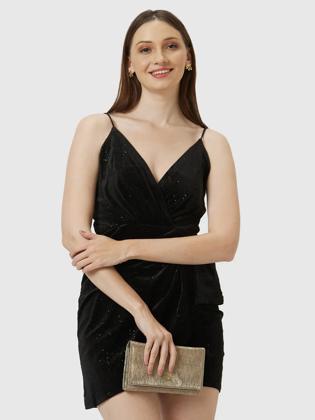 Caprese Eryka Medium Champagne Gold Clutch - Image 11