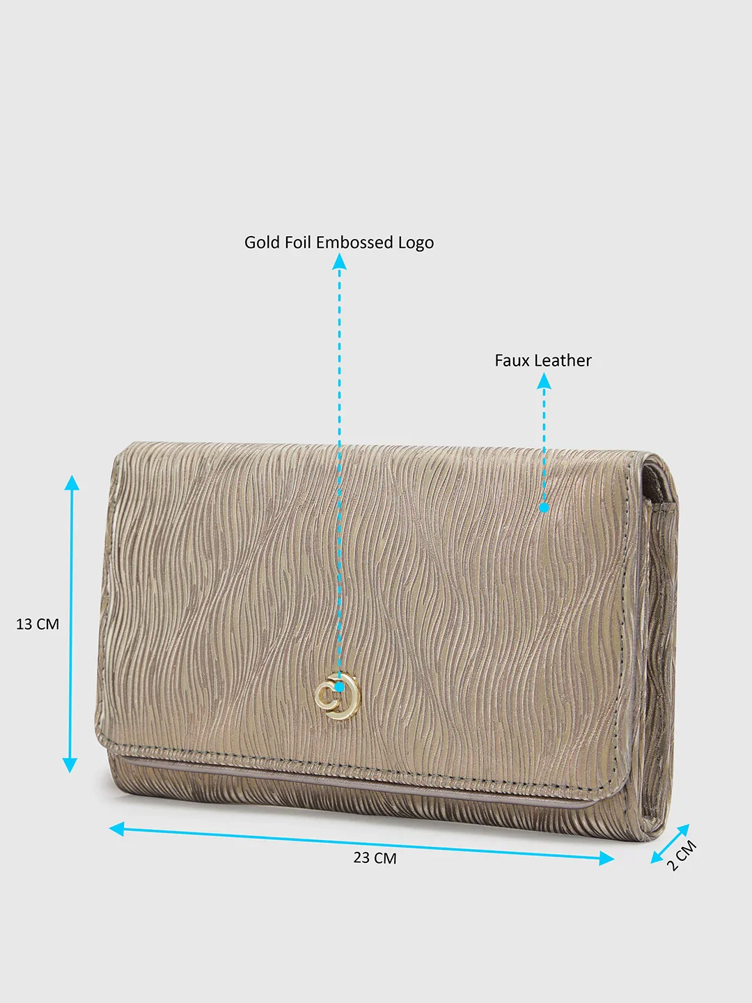Caprese Eryka Medium Champagne Gold Clutch - Image 4