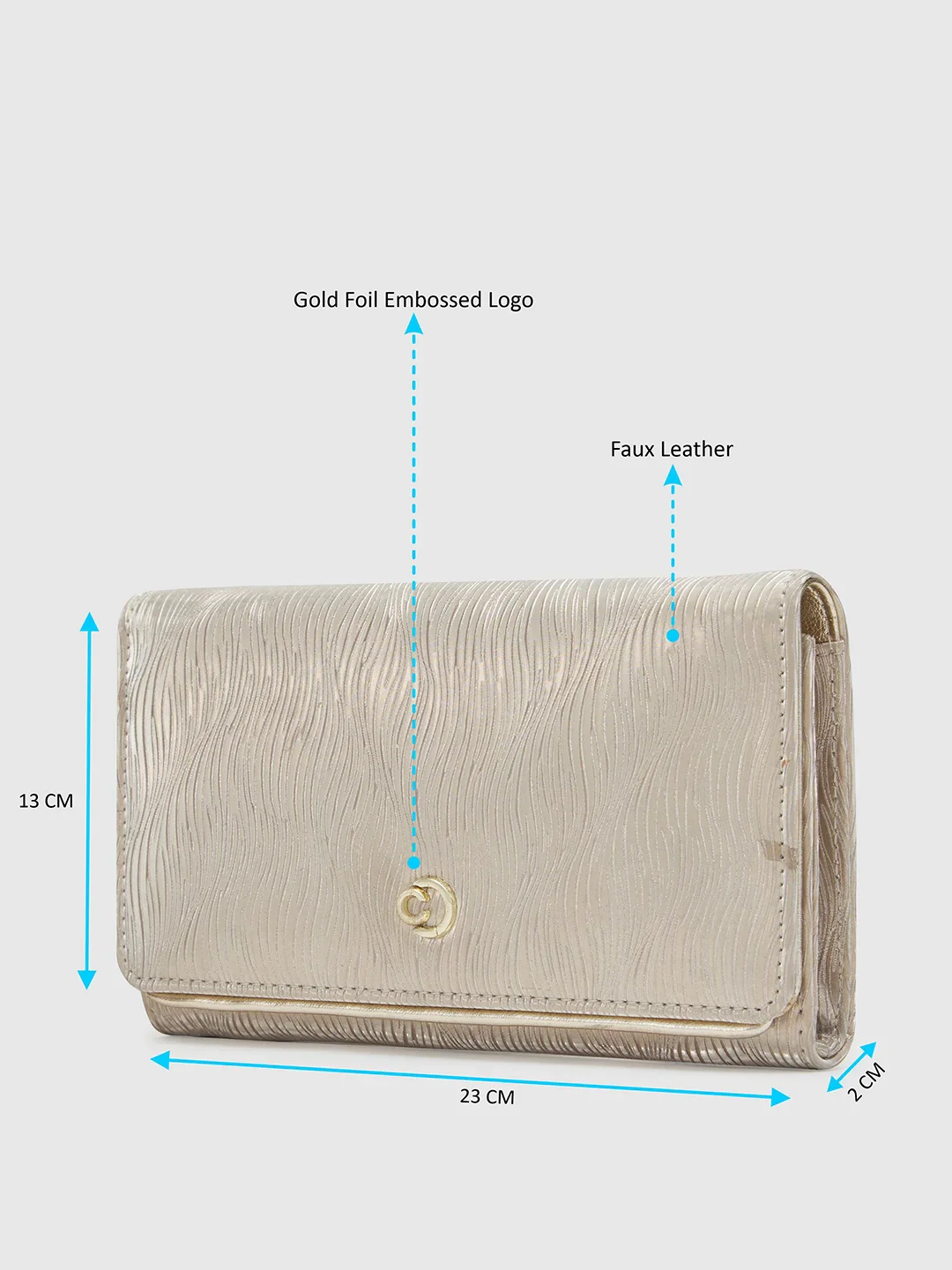 Caprese Eryka Medium Light Gold Clutch - Image 3