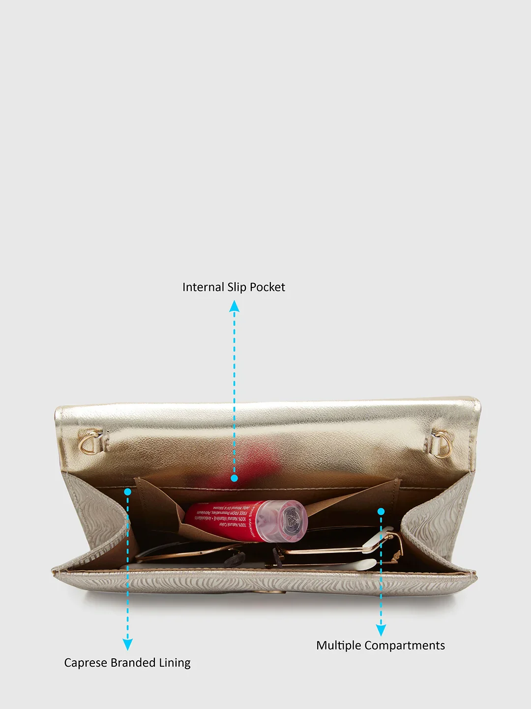 Caprese Eryka Medium Light Gold Clutch - Image 6