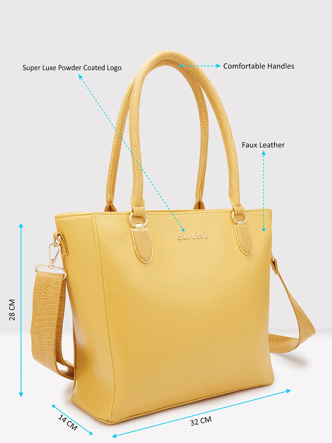 Caprese Esme Large Yellow Tote Bag - Image 6