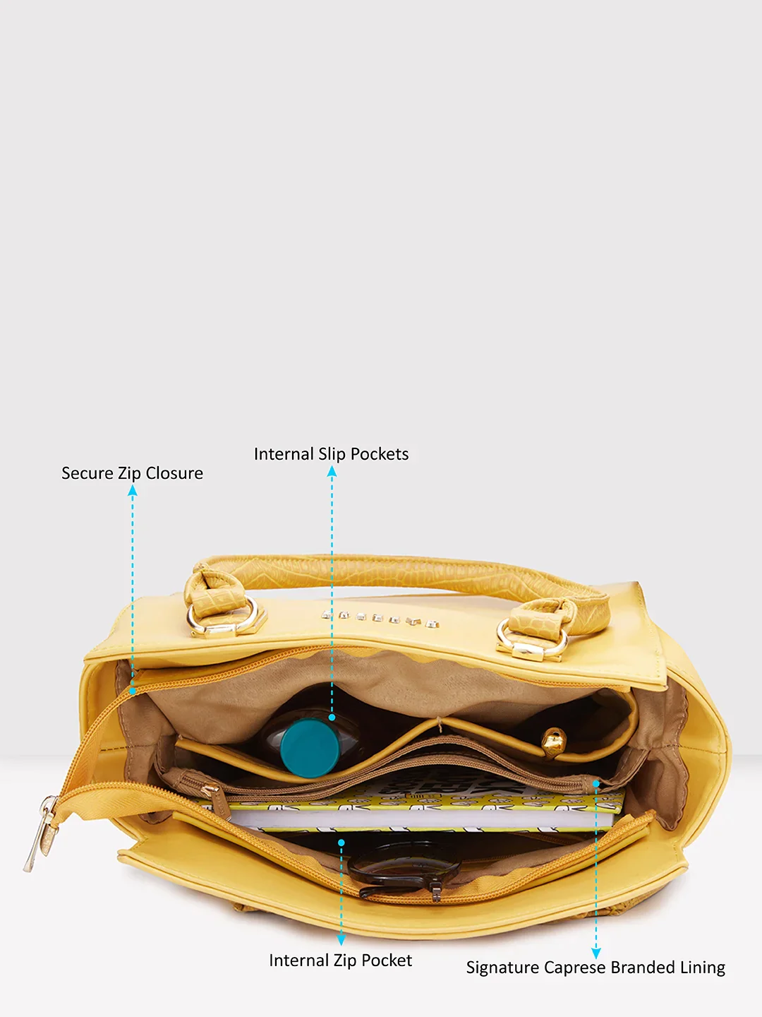 Caprese Esme Large Yellow Tote Bag - Image 7