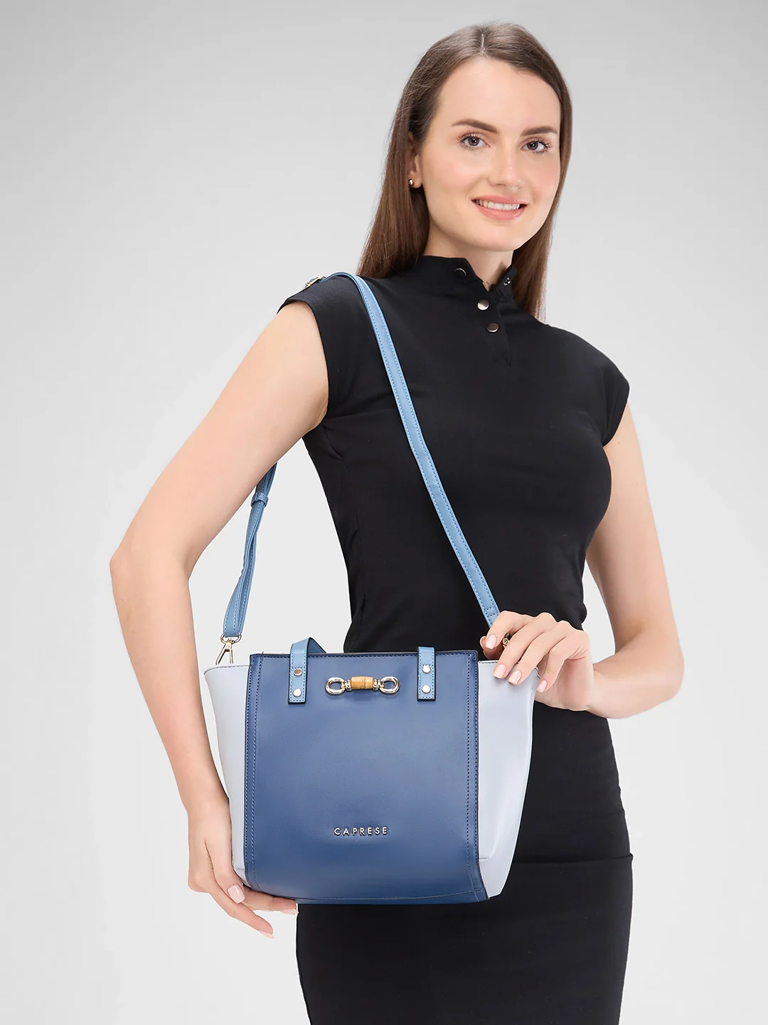 Caprese Eva Medium Navy Satchel Bag - Image 2