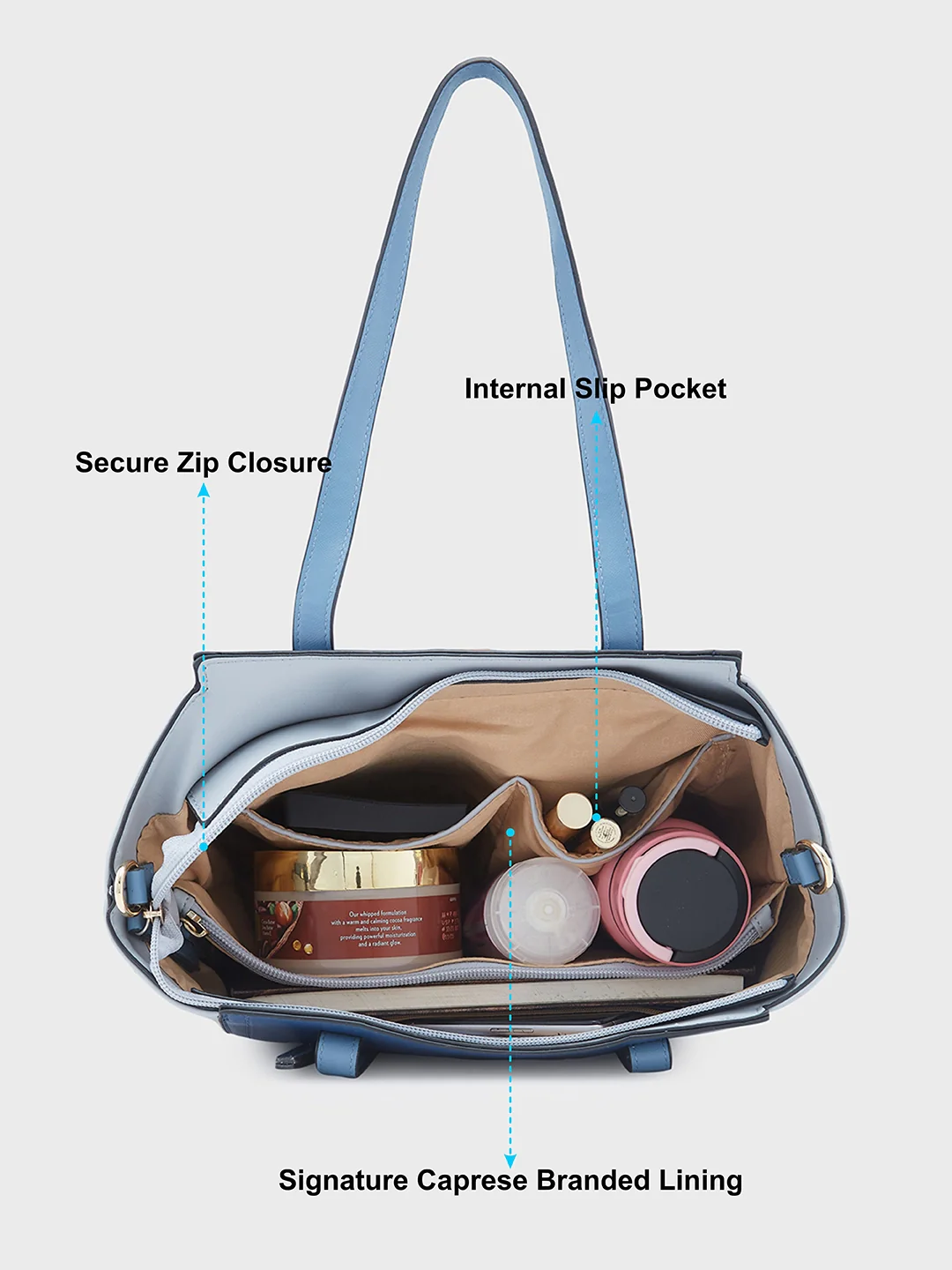 Caprese Eva Medium Navy Satchel Bag - Image 5