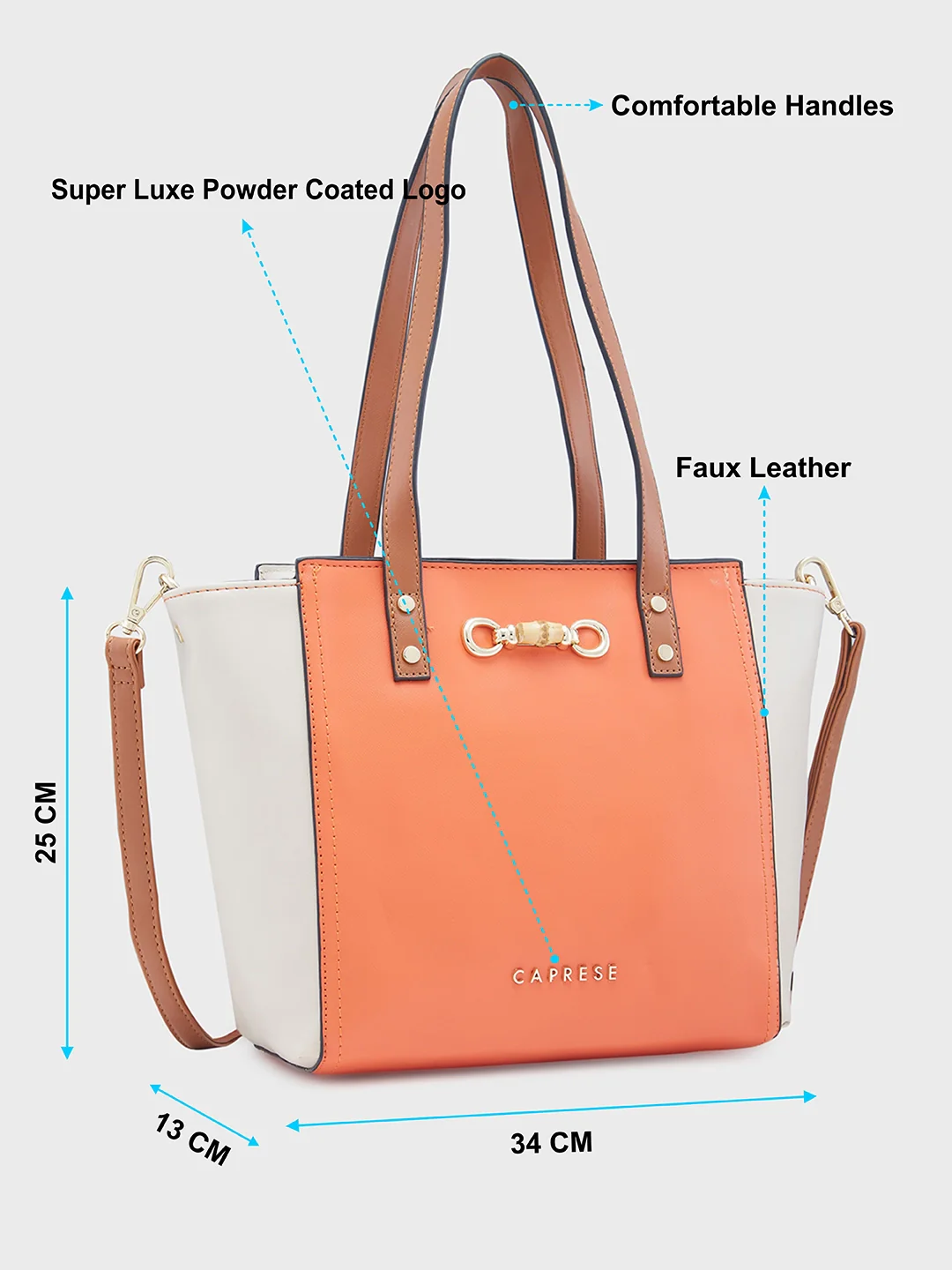 Caprese Eva Medium Orange Satchel Bag - Image 9