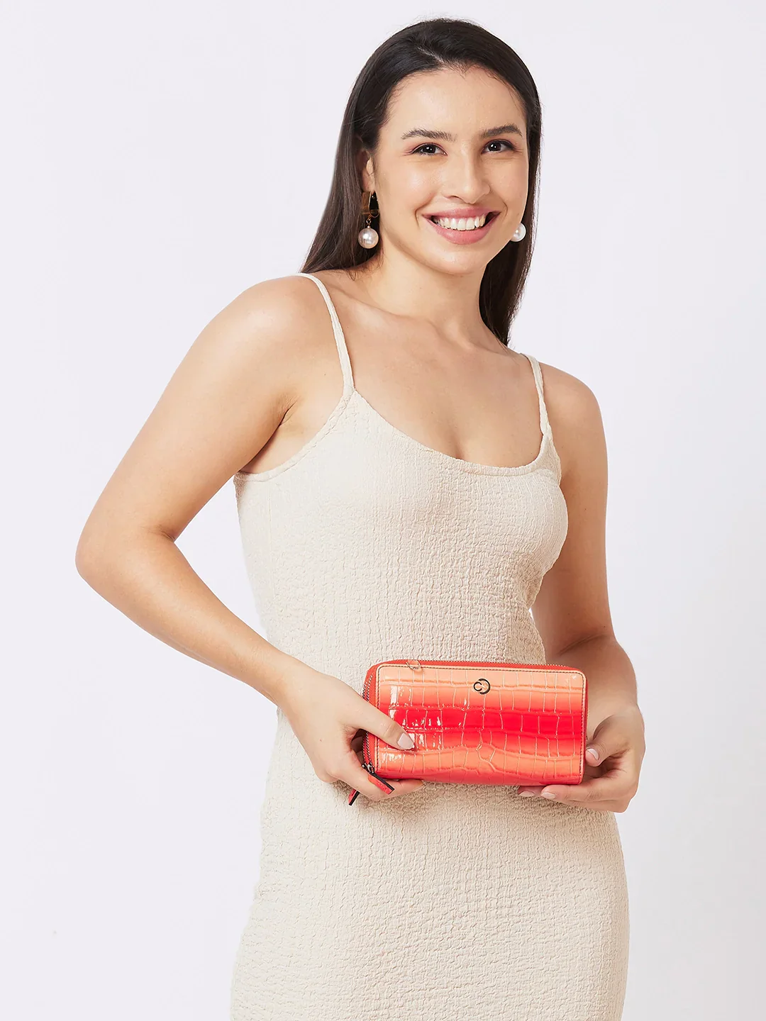 Caprese Eva Sling Large Coral Zip Around Wallet - Image 2