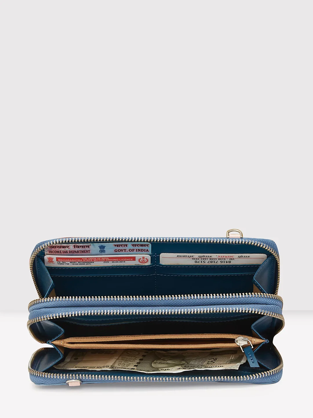 Caprese Eva Sling Large Navy Zip Around Wallet - Image 8